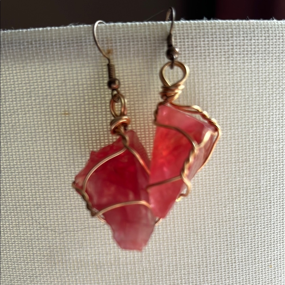 Elegant Pink Wire-Wrapped Earrings